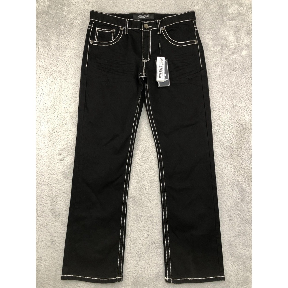 True Luck Jeans Mens 35X32 (Tag 32X32) Black NWT Bootcut Stretch Flip Pockets